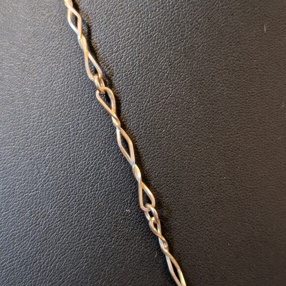 VTG 925 Black Stone Marcasite Flower Pendant on 925 Israel Fancy Chain Necklace - Picture 4 of 10